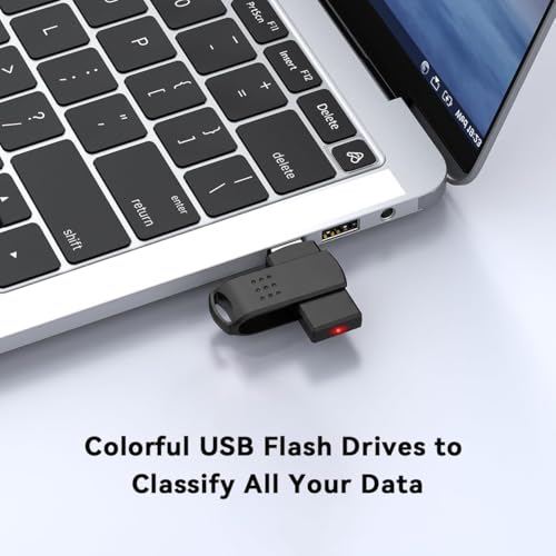 Image of KEXIN 64GB USB 2.0 Flash Drive, USB-A, Pen Drive 25MB /s Read 10MB /s Write, Dual Thumb Drive with Rotating Design for PC, Laptop, Car Music, Document Photo Storage (Black)
