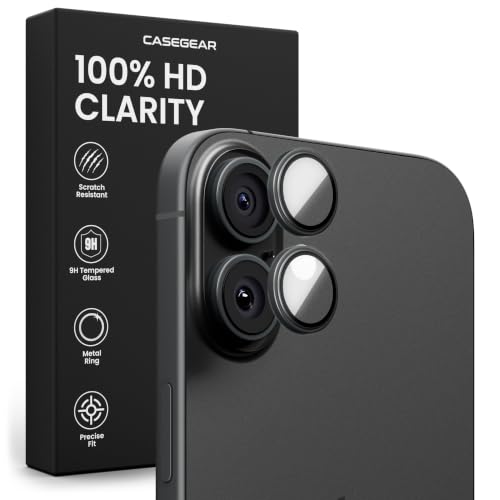 Image of CASEGEAR Clear Pro Camera Lens Protector Compatible With iPhone 16 /16 Plus | HD Clarity | Scratch Resistant | Complete Coverage | Easy Installation | Black