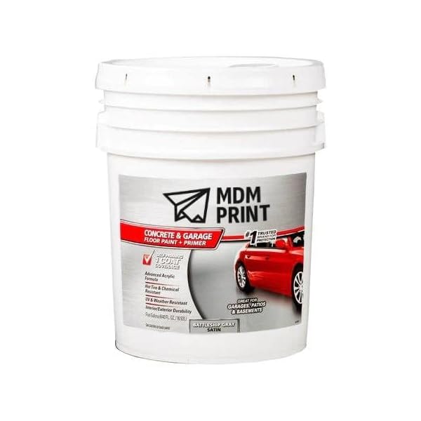 Concrete and Garage Floor Paint and Primer, Satin Battleship Gray, 5 Gal Mad City Garage