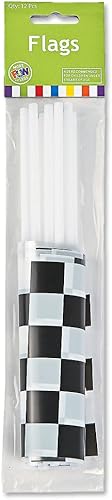 Miniatura 3 de Fun Express Juego de banderas de carreras de plástico, decoración vibrante para fiestas temáticas de carreras, carnavales, desfiles y celebraciones,