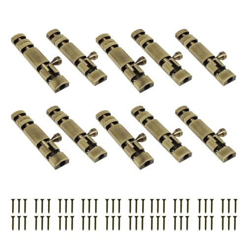 Image of Volo Premium 4 inch Xylo Tower Bolt /Door Latch /kundi /chitakni /Chitkini (Stainless Steel Rod) (Antique Brass Finish) (Size 100mm) (4 inch-100mm, 10)