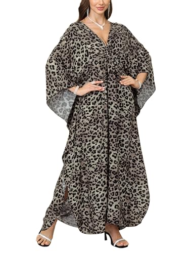 Image of KEYLORTING Plus Size Kaftan Dress Women, African Moo Moo Print Caftan, Batwing Dress, Beach Cover Up for Party and Loungewear