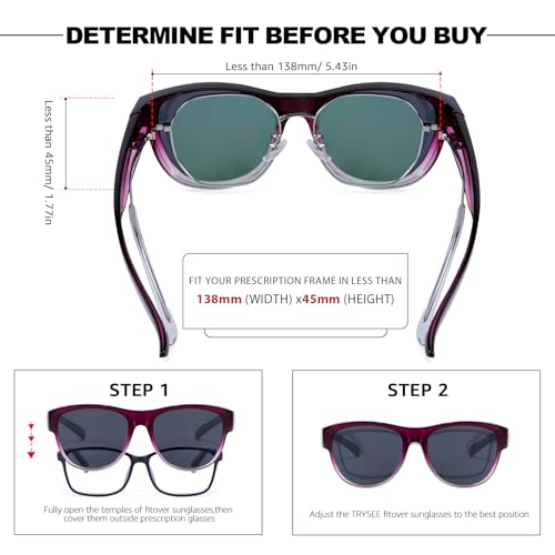 Trysee® Polarized Fit Over Sunglasses for Women, Trendy Wear Over Glasses Shades UV400 Protection TS80103