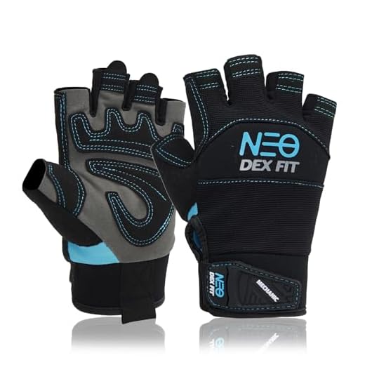 DEX FIT MG310 Mechanic Fingerless Gloves, Durable Reinforcements, Firm Grip, Comfort Fit, Touchscreen Compatible, Thin and Breathable, Washable, Black M (8) 1 Pair