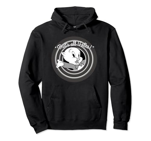 Image of Looney Tunes That's All Folks Porky Pig Pullover Hoodie