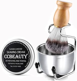 CCbeauty Men Shaving Brush Set 4 in 1,Soft Smooth & Silky Shaving Cream 3.5 Oz,Badger Hair Shave Brushes, 3.23'' Large-capacity Shaver Bowl & Soap Mug Razor Holder, Birthday Fathers Day from Daughter