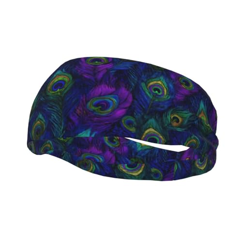 SHBYYGR Peacock Feathers Headbands for Women Men Fashion Sweatbands Athletic Elastic Wide Hairband Accessories for Sports Workout Yoga Washing Face