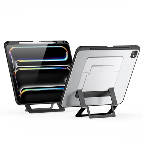 Image of Metal Stand Back case for Apple iPad Pro 11 inch 2024 /2025 M4 /M5 5th /6th Gen, Smart Back Case with Stable Stands with Pencil Holder for iPad Pro 11 M4 /M5, Black