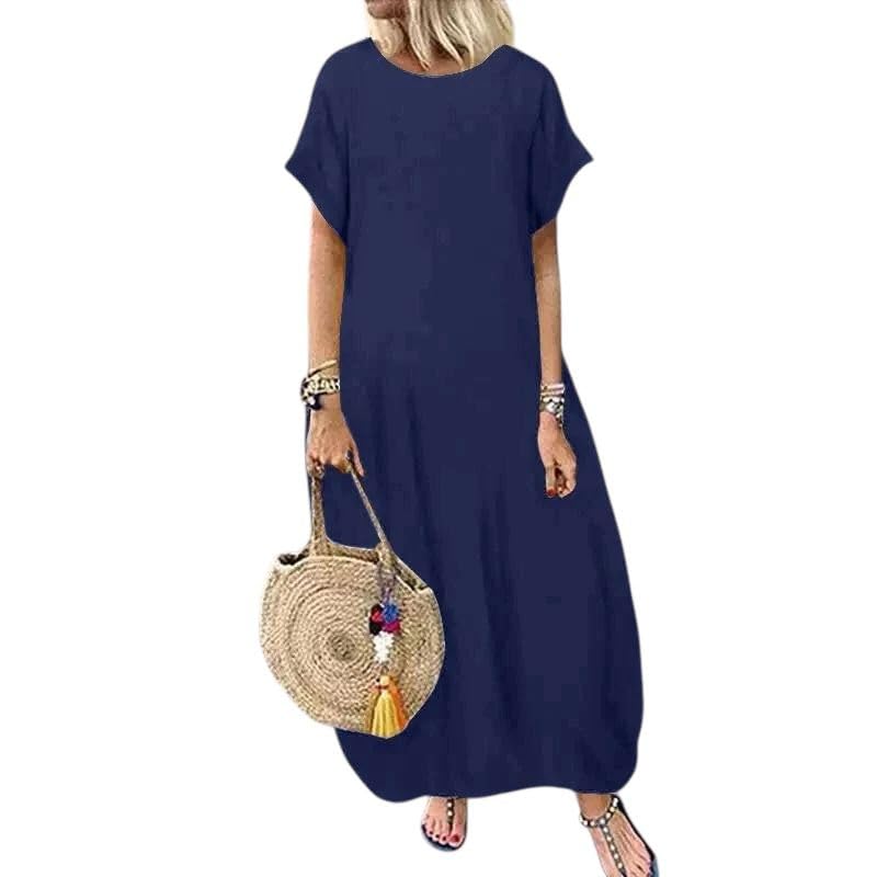 Robe Lizzy bleu taille 54 : vêtement grande taille fluide et chic pour femme