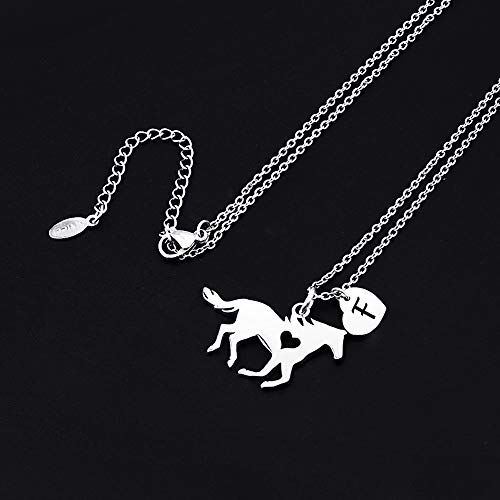 Horse Jewelry For Girls 10-12, Girl's Teen's Horse Necklace On An 16" Cable Chain With A 2.5" Extender Stainless Steel Kids Heart Initial Necklace F Letter Necklace Horse Gifts For Horse Lovers #TOP4