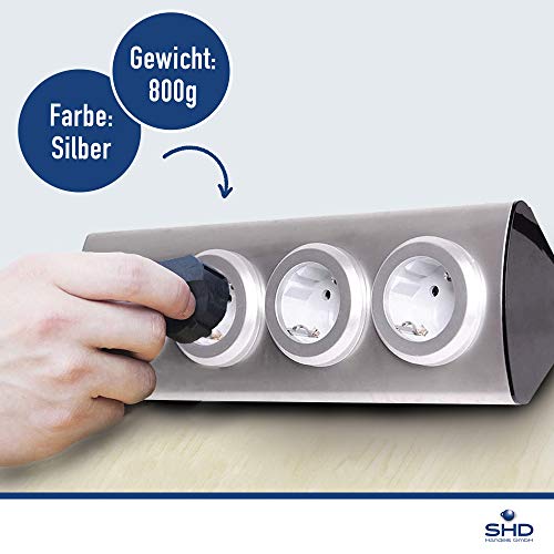 Ecksteckdose SHD Handels GmbH, Silber, 4-fach