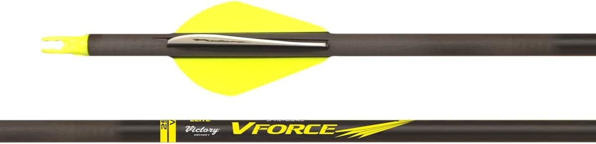Victory Archery VForce 0.245" 250/300/350/400/500/600 Spine Standard Diameter Carbon Hunting Arrow Vane Fletched 6 Pack