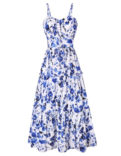 Image of GRACE KARIN 2026 Women's Spaghetti Vacation Sundress Summer Beach Flowy Boho Floral Maxi Dresses with Pockets