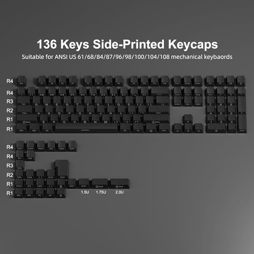 Keycaps PBT custom double shot noirs pour interrupteur Cherry et Gateron - 2