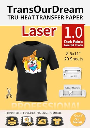 TransOurDream Tru-Heat Transfer Paper for LaserJet Printer (20 Sheets...