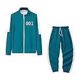 Squid Game Merch Sweatshirt Hoodies Pullover Round Six Cosplay Outfit Fashion Halloween Costume (L,001)