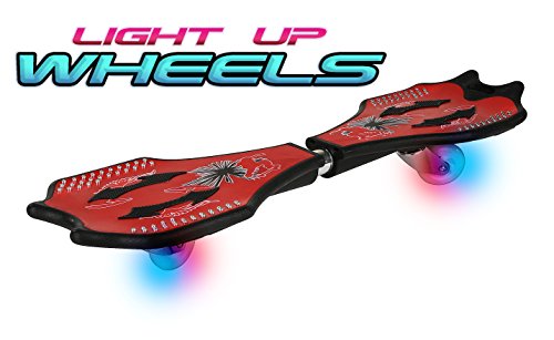 Elama Zoom Stik Caster Board/Skateboard - Light Up Wheels! Skatboarding Sport (Red)