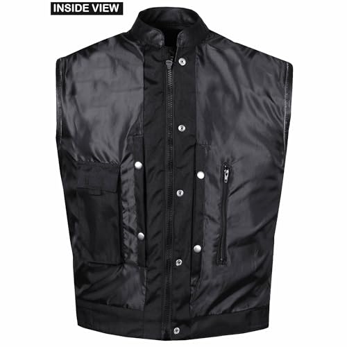 Colete masculino de couro SOA para motocicleta com bolsos ocultos para armas e motociclistas com arm