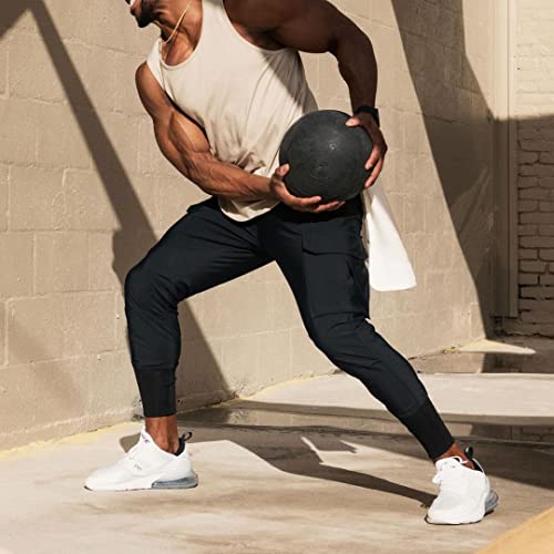 Men's Lightweight Cargo High Rib Jogger Slim Fit Workout Pants with Zip Pockets2