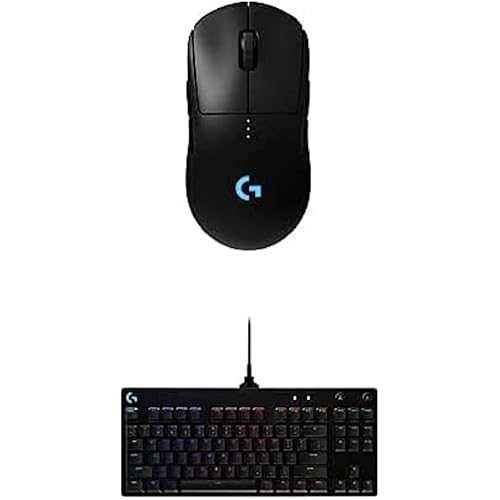 Logitech G Pro Wireless Gaming Mouse & G PRO Mechanical Gaming Keyboard, Ultra Portable Tenkeyless Design, Detachable Micro USB Cable, 16.8 Million Color LIGHTSYNC RGB Backlit Keys
