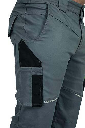 Foto von Leibwächter Flex-line Arbeitshose Herren – grau/schwarz – Gr. 52 – Bequeme Workwear mit Elastan (Spandex) – 60°C waschbar & trocknergeeignet – erhöhte Reißfestigkeit – für verschiedenste Berufe