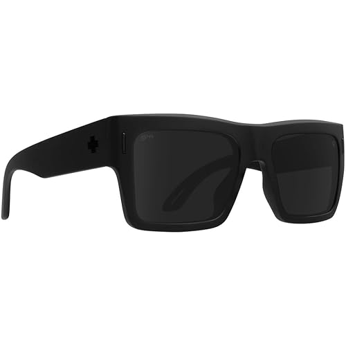 Spy Optic Bowery, Square Sunglasses, Color and Contrast Enhancing Lenses, Matte Black - HAPPY Gray Polarize Lenses