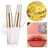 Changing Color Lipstick, 2Pcs 24K Gold Leaf Color PH Lipstick Lip Balm, Moisturizer Lip Balm, Aloe V