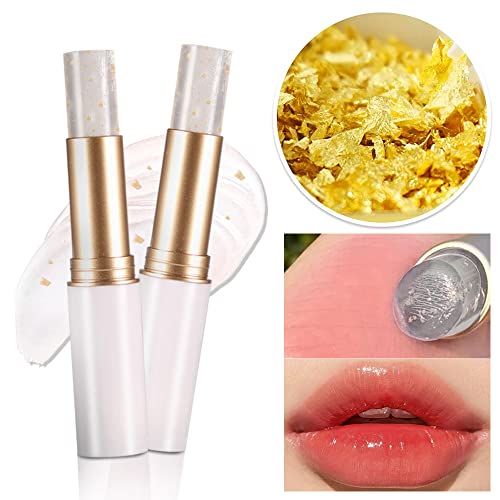 Changing Color Lipstick, 2Pcs 24K Gold Leaf Color Ph Lipstick Lip Balm, Moisturizer Lip Balm, Aloe Vera Lipstick Rich In Vitamin E For All-Day Moisture,Temperature Change Long Lasting Waterproof #TOP17
