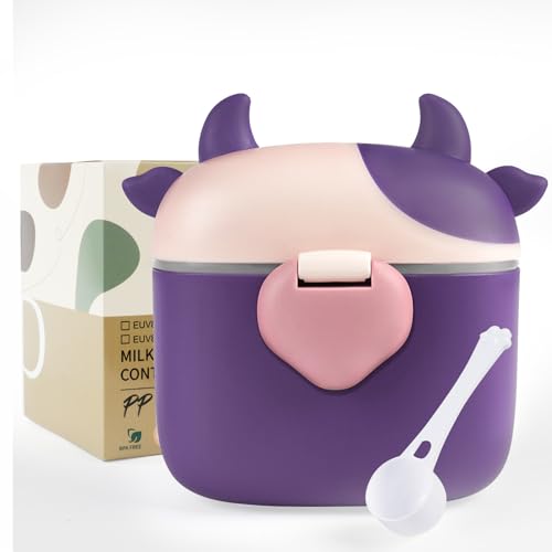 Aolso Dispensador Leche en Polvo Bebé,Recipiente Para Leche,Hermético Portátil Caja de Leche en Polvo,Lata de Leche en Polvo para Bebés Recipiente para Alimentación de Viaje con Cuchara-Púrpura