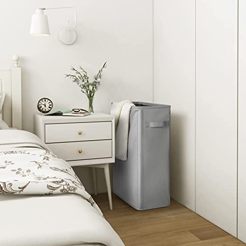 Chrislley 45L Slim Laundry Hamper Narrow Laundry Basket With Handle Foldable Dirty Clothes Portable Skinny Hamper Organizer Storage Bins (22 Inches , Grey) #TOP6