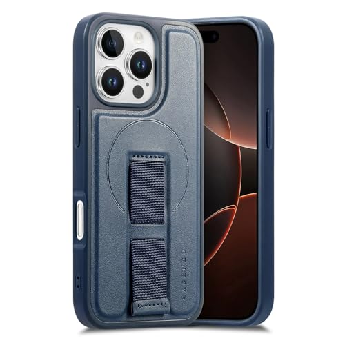 Coque magnétique cuir iPhone 12 Pro bleu antichoc pour le quotidien