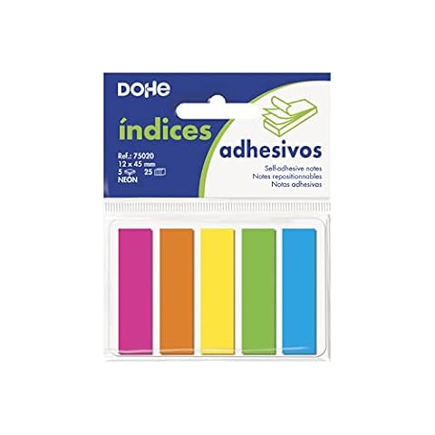 DOHE 75020 – blister 25 sztuk samoprzylepnych karteczek z notatkami, neonowe, 12 x 45 cm