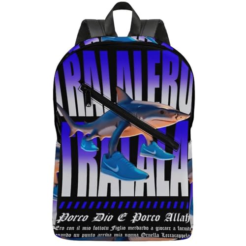 Tralalero-Tralala Merch Backpack Travel Bag for Men & Women Lightweight College Back Pack Black One Size