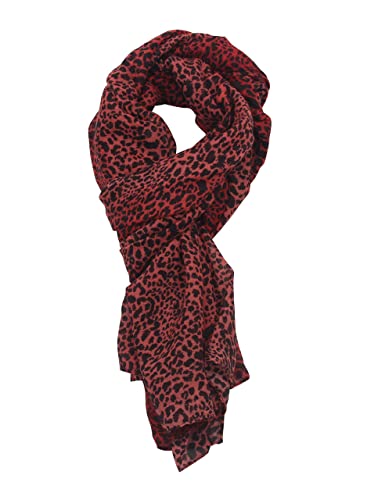 Pantonight Red Leapard Scarf For Women Lightweight Gauze Shawl Viscose Scvarf For Women 71 * 35.4In (29304-2, 35.4"X71"（90X180Cm) #TOP3