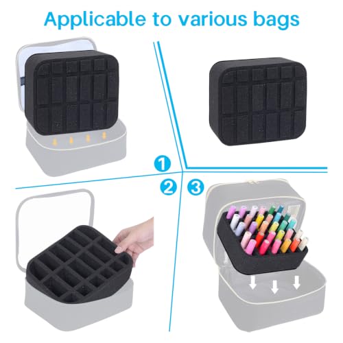 Image of Nail Polish Organizer Holder Foam Pad DIY with 18 Slots for Storage Nail Polish or Essential Oil Tray for Drawers Black