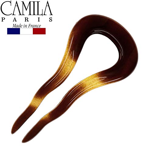 Camila Paris Cp2639 French Twist Stick Clip Pins, Tortoise Shell, Wavy Hair Pin U-Shaped Hair Fork For Girls Spiral Updo, Fashion Flexible Durable Styling Hair Accessories For Women, Made In France #TOP1
