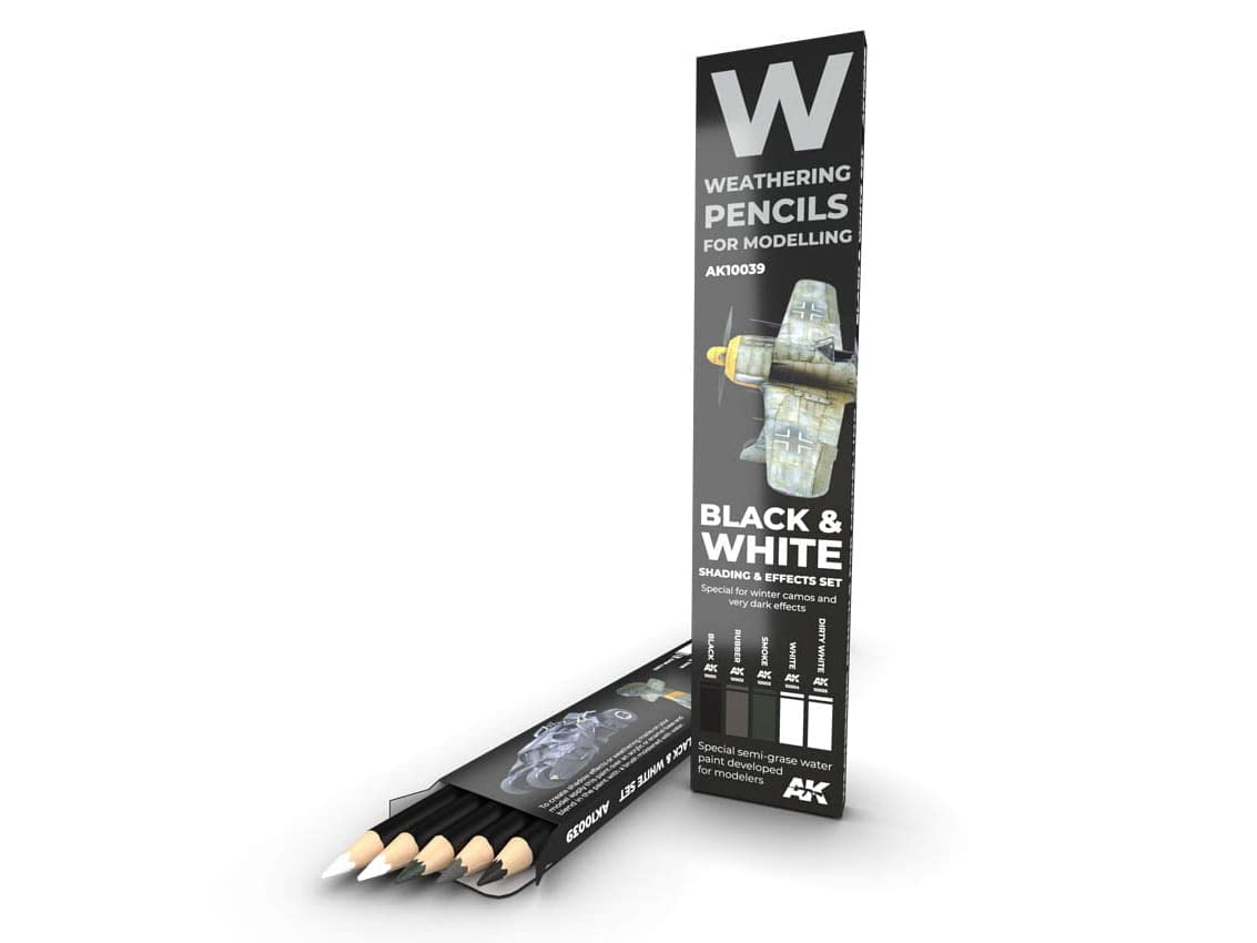Ak Interactive Black Ak Ak10039 Watercolor Pencil Set And White (5 Colors)