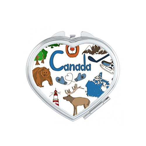 Miroir compact Canada double face avec motif cœur pour un maquillage précis et rapide