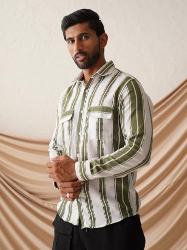 Image of Indian Needle Men's Striped Regular Fit Shirts