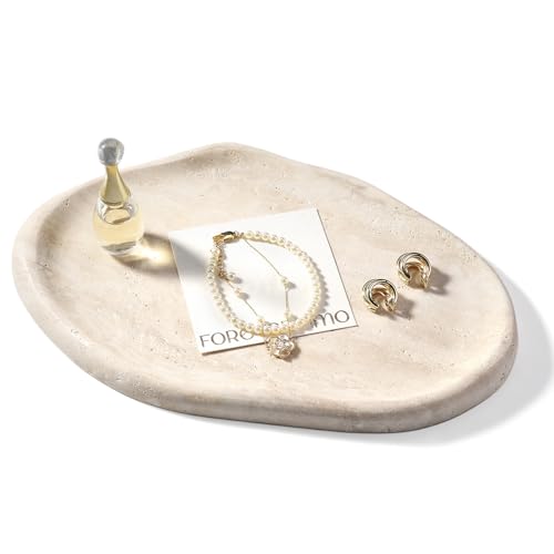 Koville Luxurious Natural Marble Vanity Tray, Cloud Shape Serving Stone Key Tray for Home Decor, 10" x 7" Marble Storage Trays for Bathroom, Stone Plate Holder for Perfume, Candle and Jewelry