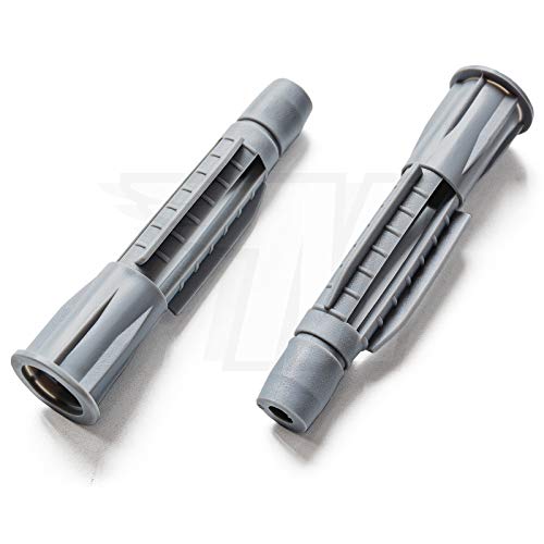 20x Universal Dowels for Solid Building Material Hollow Building Material Red/Grey with Collar, Grey