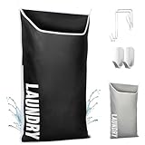 DONAQ Hanging Laundry Hamper Bag XL 40x22', Space Saving over the Door Storage Bags, Behind the Door Hampers for Dirty Clothes & Wall Mounted Basket for Bathroom, Organizer for Small Room Spaces RV