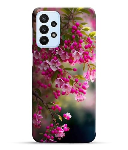 Image of Pink Floral Flowers Printed Hard Back Case Cover Compatible for Samsung Galaxy A23 LTE | A23 5G | Samsung A23 5G (Multicolor) - D1662
