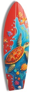 My Photostation.com Tabla de surf con diseño de tortuga marina, decoración del hogar, vertical, 13 x 43 (34 x 110 cm)