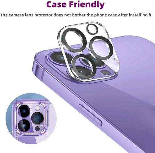 Image of Premium iPhone 14 Pro Tempered Glass with Camera Lens Protector - Ultimate Protection Kit Edge to Edge Screen Protector for iPhone 14 Pro 9H Hardness Ultra HD Anti-Scratch Case Friendly