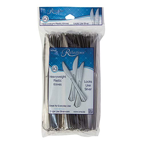 Reflections Heavyweight Plastic Cutlery Knife, 7.5-Inch, Silver (8 packs of 40-Count)