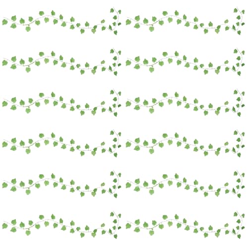 NIYANGLE 12 Hojas de Parra Artificiales Pequeñas Hoja de Vid Verde Simulada Enredaderas para Pared y Ventana 30 Piezas Total para Decoración Interior y Exterior