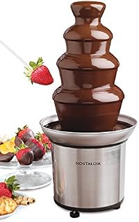 Nostalgia Electric Chocolate Fondue Fountain, 32-Ounce, 4 Tier Set, Fountain Machine for Cheese, Melting Chocolate, Liqueurs, Stainless Steel