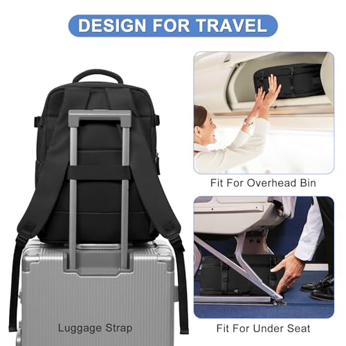 Image of coofay Travel Backpack For Women Airline Approved Carry On Waterproof Sports Luggage Casual Daypack Small Hiking Backpack Black