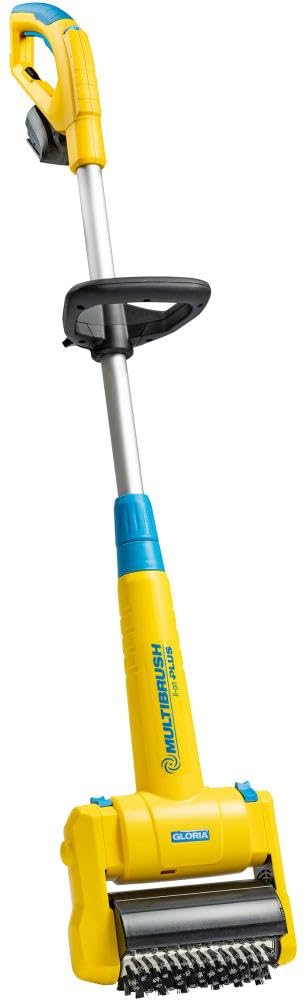 Gloria Multibrush li-on Plus 000299.0000 cordless outdoor cleaning tool with various attachments.